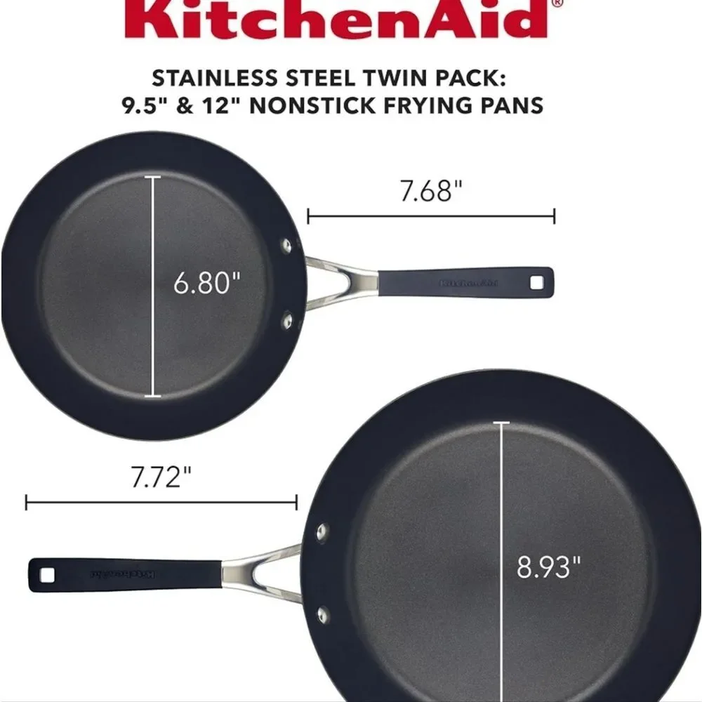 KitchenAid Stainless Steel Non-Stick Frying‎ Pan/Skillet Cookware Set
